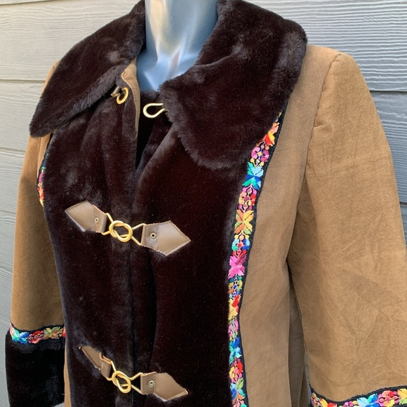 VTG 70’s Bohemian Penny Lane Style Faux Fur Faux Suede Coat -  - Union Label - Picture 2 of 16